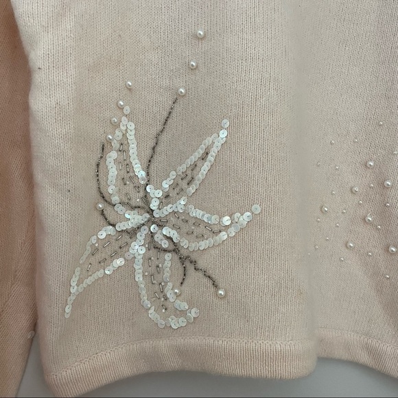 Vintage Marisa Christina Beaded Pearl Embellished Angora Sweater - Picture 5 of 13
